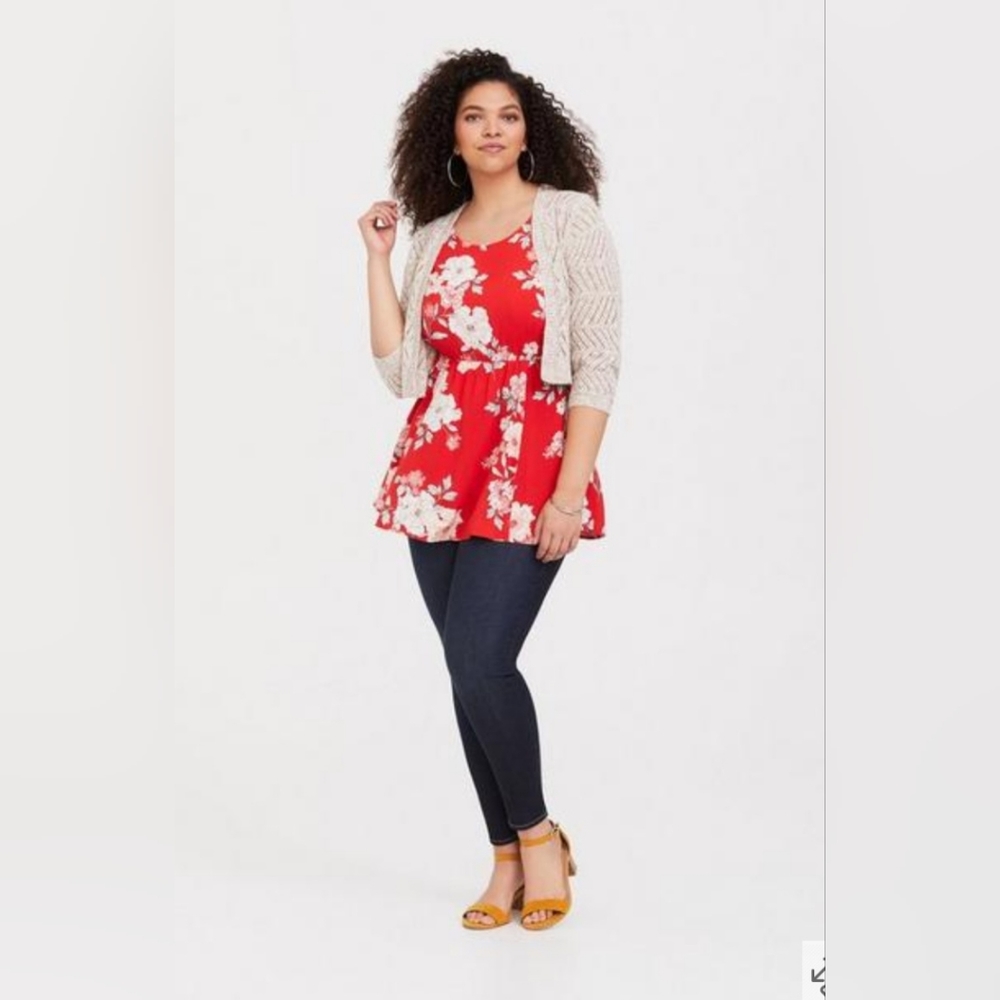 Torrid Babydoll Challis Sleeveless Floral Summer Top Red Size 3 Plus